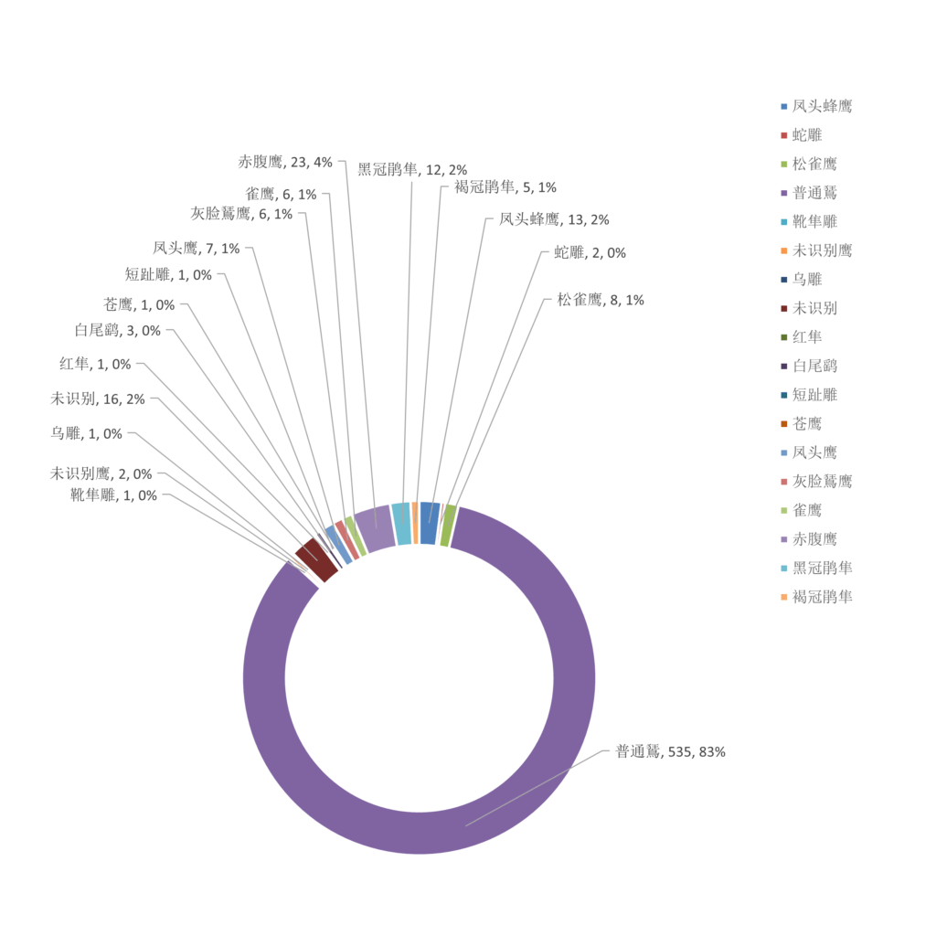 2021春季迁徙猛禽汇总饼图
